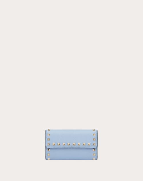 Valentino Garavani - Rockstud Wallet In Grainy Calfskin - Azure - Woman - Wallets And Small Leather Goods
