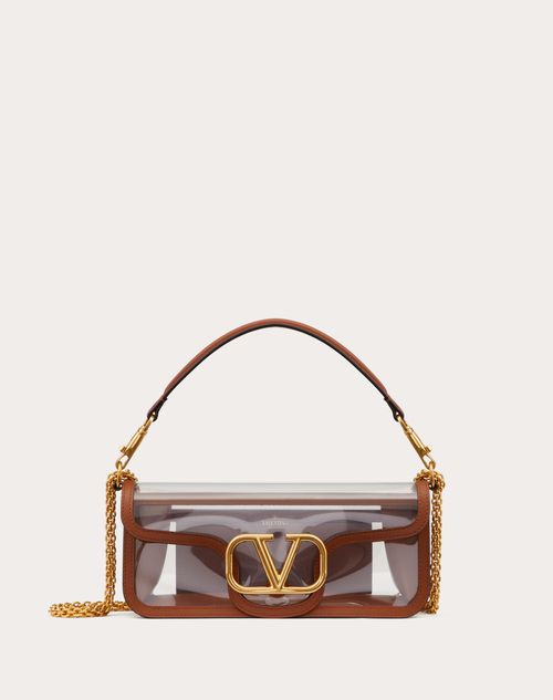 Valentino Garavani - Locò Shoulder Bag Made In Polymeric Material - Transparent/saddle Brown - Woman - Shoulder Bags