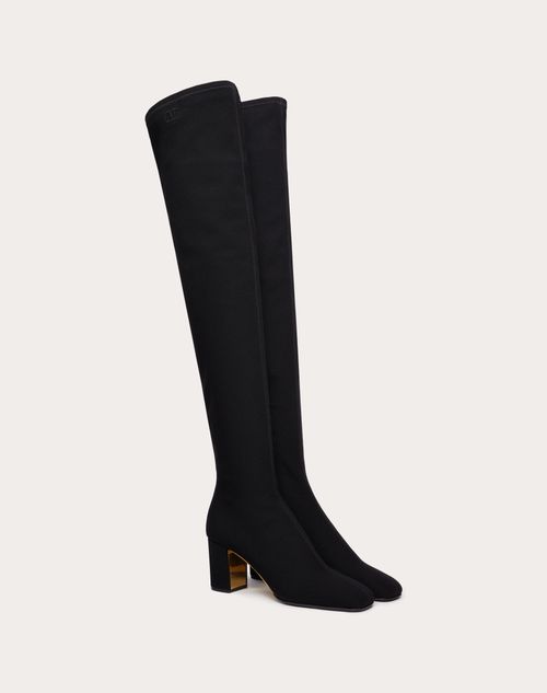 Valentino Garavani - Valentino Garavani Golden Walk Over-the-knee Boot In Stretch Fabric 70mm - Black - Woman - Shoes