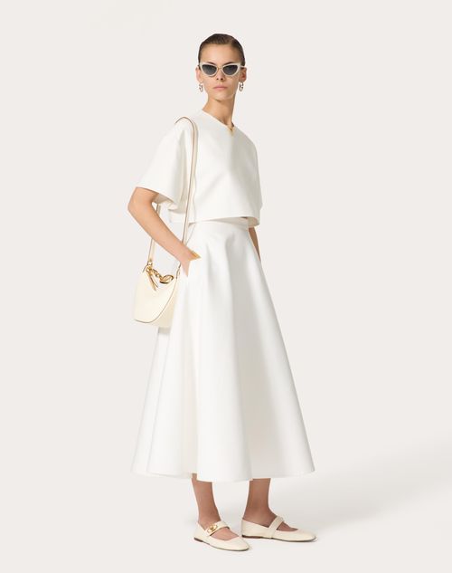 Valentino - Midi Skirt In Light Double Splittable Gabardine - White - Woman - Skirts