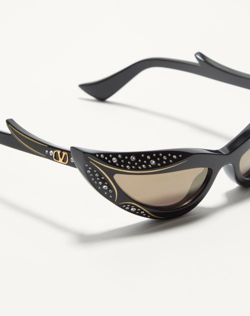 Valentino - Gafas De Acetato Estilo Ojo De Gato - Negro/bronce - Unisexo - Gafas