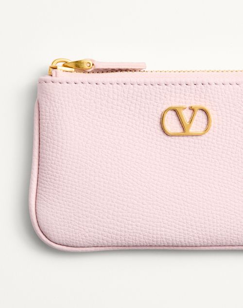 Valentino Garavani - Vlogo Signature Grainy Calfskin Key Ring - Rose Quartz - Woman - Wallets & Cardcases - Accessories