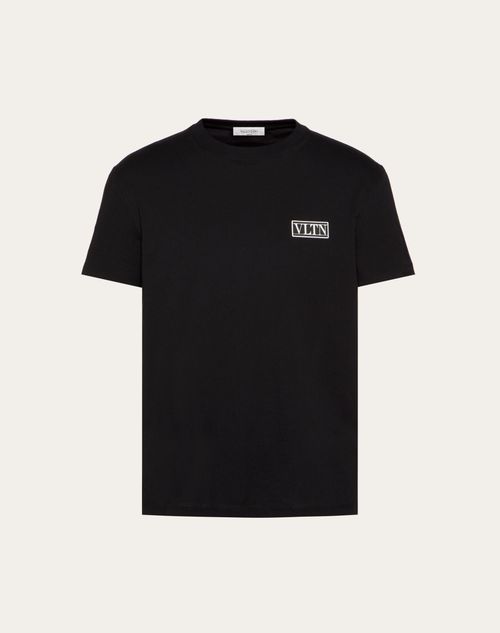 Cotton T-shirt With Vltn Tag for Man in Black | Valentino US