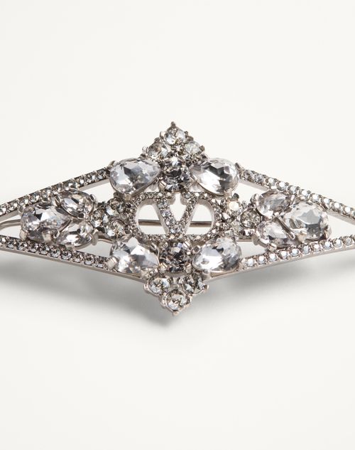 Valentino Garavani - Rêve Radieux Hairclip In Metal And Swarovski® Crystals - Palladium - Woman - Hair Accessories