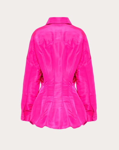 Valentino gathered-detail faille shirt jacket - Black
