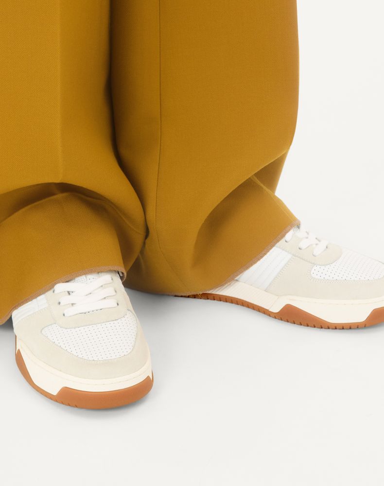 Valentino Garavani Sparry Trainer In Split Leather And Nappa Man White 41.5
