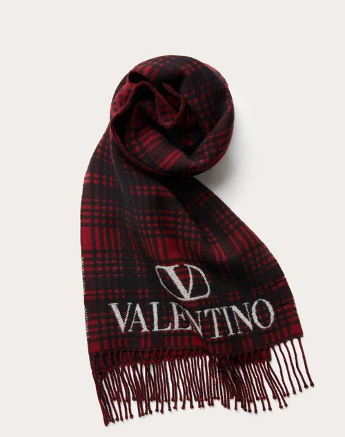 Valentino Garavani - Vlogo Valentino Cashmere And Wool Scarf - Red/black - Man - Hats - M Accessories