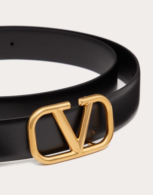 Valentino Garavani - Vlogo Signature Calfskin Belt - Black - Man - Gift Guide