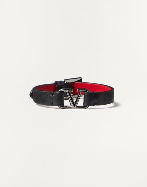 Valentino Garavani Men's V-Logo Signature Leather Bracelet