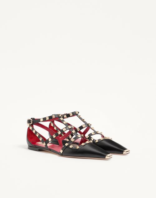Valentino Garavani - Rockstud Kidskin Ballerinas - Black - Woman - Ballerinas