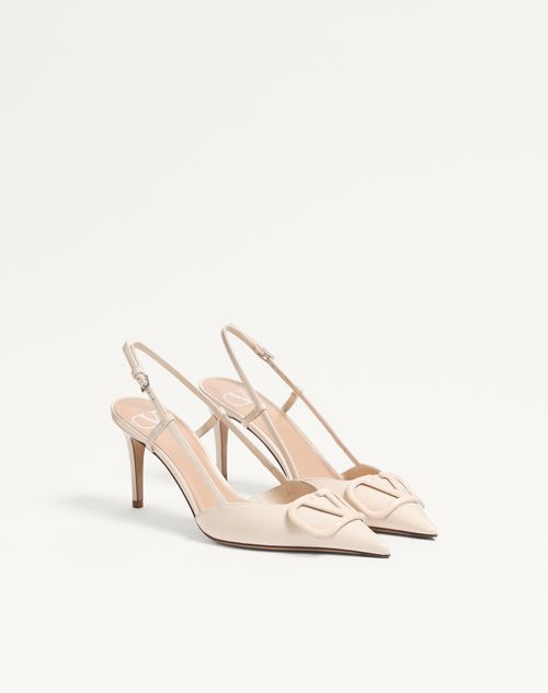 Valentino Garavani - Vlogo Signature Patent Leather Slingback Pump 80mm - Light Ivory - Woman - Woman