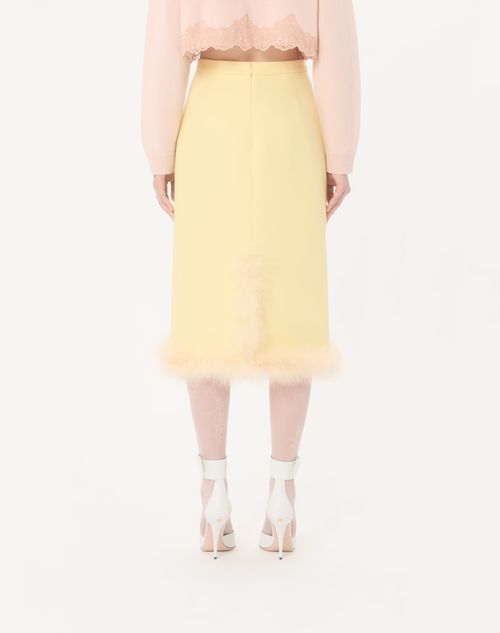 Valentino - Crepe Couture Midi Skirt With Feathers - Yellow - Woman - Skirts