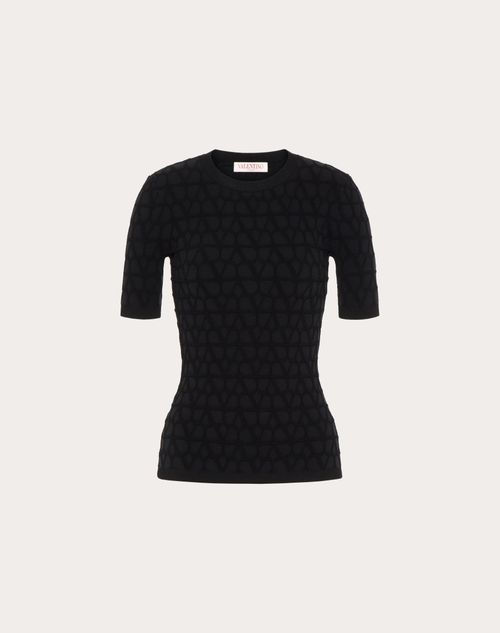 Valentino - Pull En Viscose Extensible Toile Iconographe - Noir - Femme - Maille