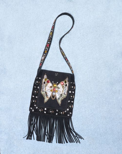 Valentino Garavani - Valentino Garavani Nellcôte Embroidered Shoulder Bag With Fringes - Multicolour - Woman - Shoulder Bags