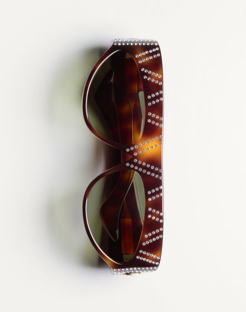 Valentino - Geometric Acetate Eyewear - Havana/green - Unisex - Eyewear