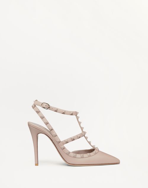 Valentino Garavani - Pumps Rockstud Mit Farblich Abgestimmten Riemchen Und Nieten 100 Mm - Poudre - Frau - Pumps