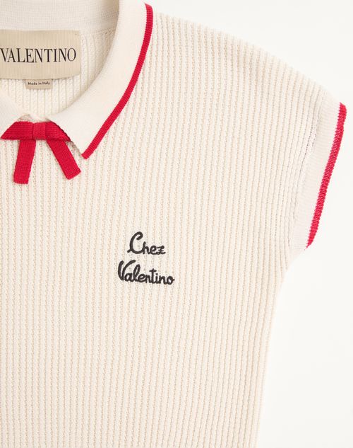 Valentino - Top En Coton - Bouleau/paris - Femme - Maille