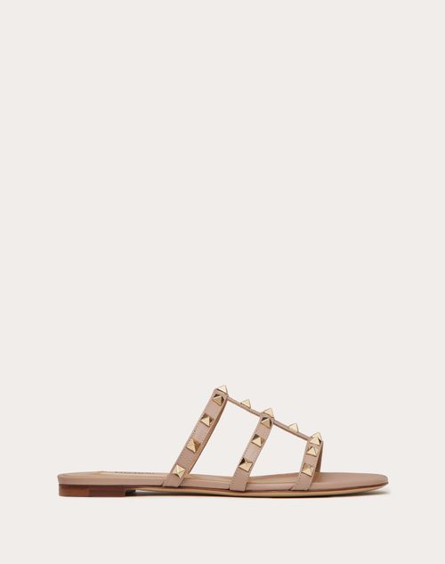 Valentino Garavani - Rockstud Flat Slide Sandal - Poudre - Woman - Rockstud Sandals - Shoes