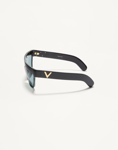 Valentino - Occhiale Geometrico In Acetato - Nero/verde - Unisex - Occhiali
