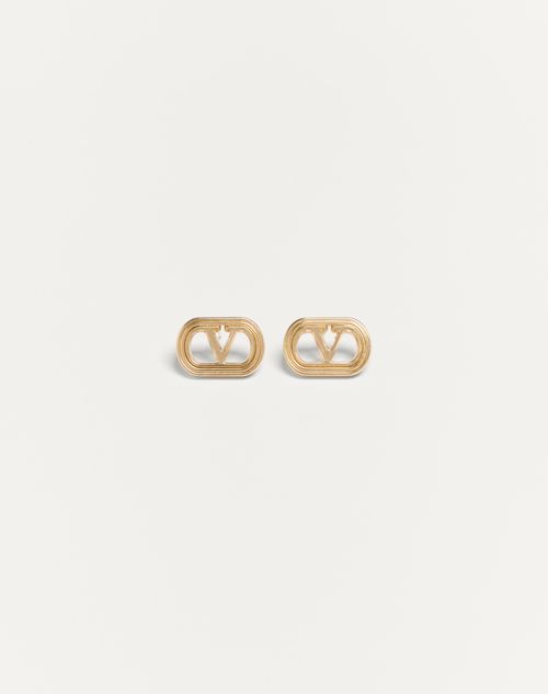 Valentino Garavani - Valentino Garavani Ovalette Metal Earrings - Gold - Man - Accessories