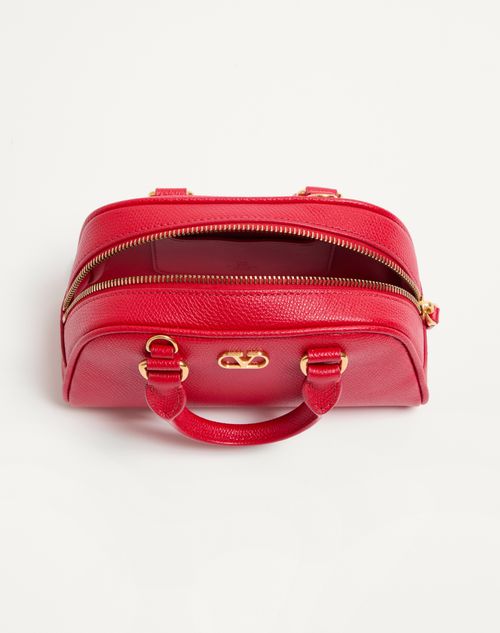 Valentino Garavani - Mini Vlogo Signature Bowling Bag In Grainy Calfskin - Rouge Pur - Woman - Top Handle Bags