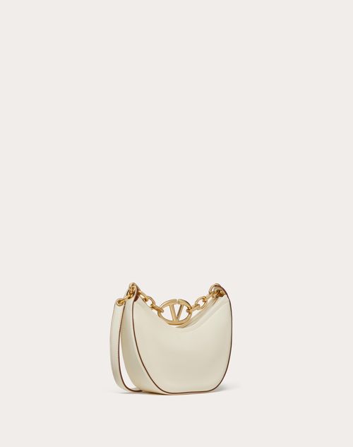 Valentino Garavani - Vlogo Moon Mini Hobo Bag In Nappa Leather With Chain - Ivory - Woman - Shelf - W Bags - Vlogo Moon