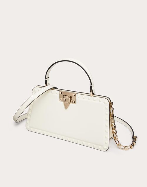 Rockstud Calfskin Handbag for Woman in Ivory