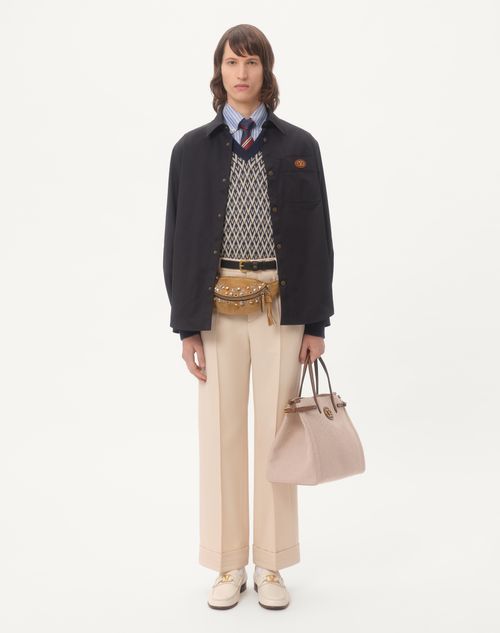 Valentino - Nylon Shirt Jacket With Rubberized V Detail - Navy - Man - Shelf - Mrtw - Collection - W2