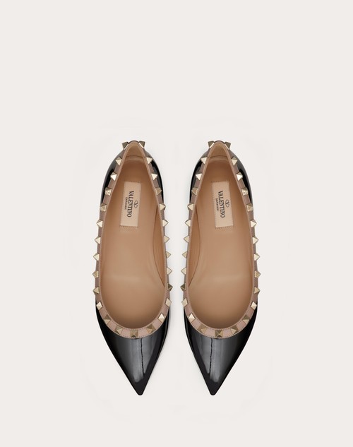 Valentino Garavani Rockstud patent-leather ballerina shoes - Pink