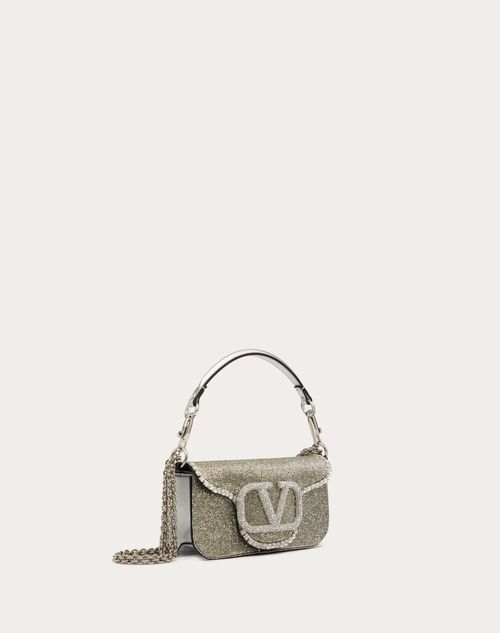 Valentino Garavani - Locò Embroidered Small Shoulder Bag - Silver/crystal - Woman - Valentino Garavani Loco