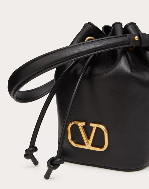 Mini Vlogo Signature Bucket Bag In Nappa Leather for Woman in Black