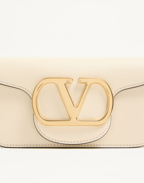 Valentino Garavani - Valentino Garavani Locò Small Shoulder Bag In Calfskin - Light Ivory - Woman - Shoulder Bags