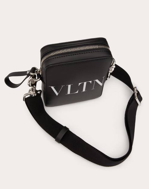 Valentino Garavani VLTN-print leather shoulder bag - Black