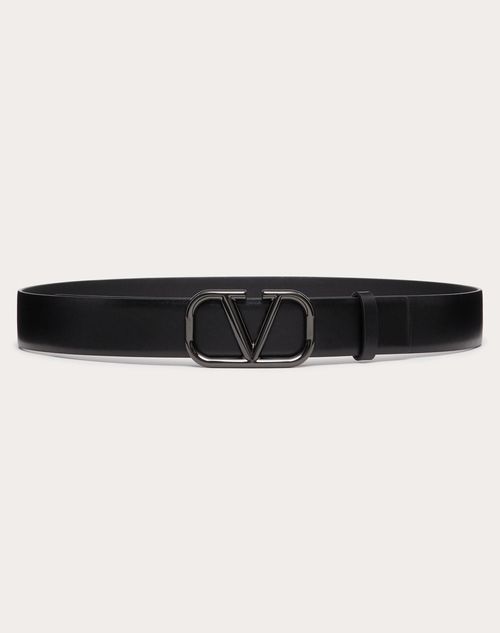 Valentino Garavani - Vlogo Signature Belt In Glossy Calfskin 30mm - Black - Woman - Belts