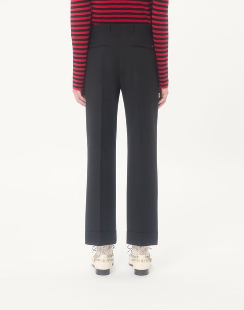 Valentino - Valentino Wool Trousers With Turn-ups - Black - Man - Pants And Shorts