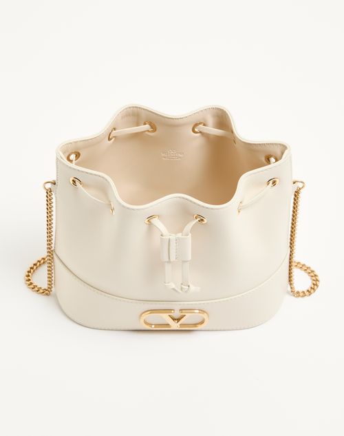 Valentino Garavani - Mini Vlogo Signature Bucket Bag In Nappa Leather - Light Ivory - Woman - Shoulder Bags