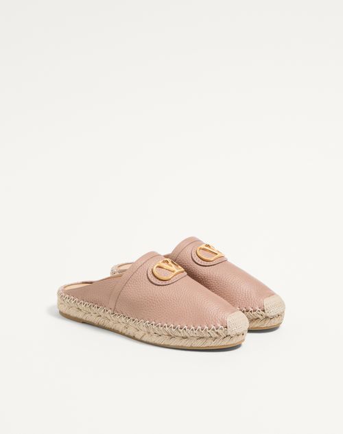 Valentino Garavani - Vlogo Signature Mule In Grainy Calfskin 25mm - Rose Cannelle - Woman - Espadrilles And Wedges