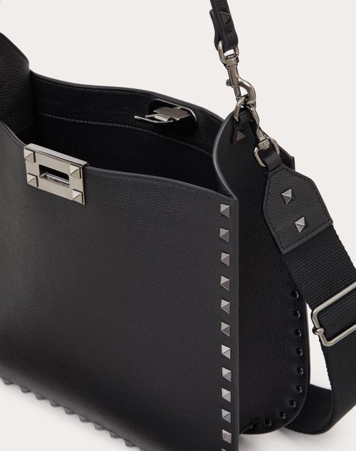Valentino Garavani Rockstud Hobo Bag In Grainy Calfskin for Valentino Garavani Rockstud Hobo Bag In Grainy Calfskin for