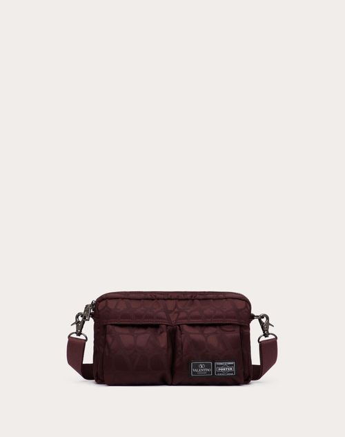 Valentino Garavani - Sac Porté Épaule Valentino Garavani x porter En Tissu Technique Toile Iconographe - Bordeaux - Homme - Sacs Porté Épaule