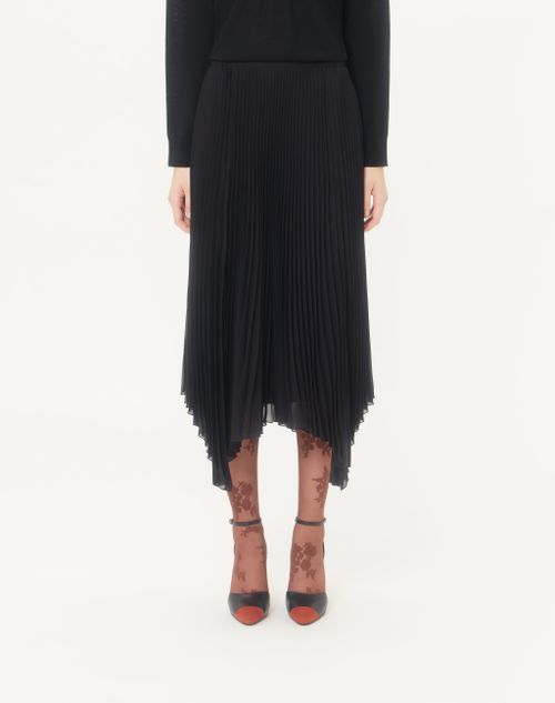 Valentino - Midi Skirt In Light Georgette - Black - Woman - Skirts