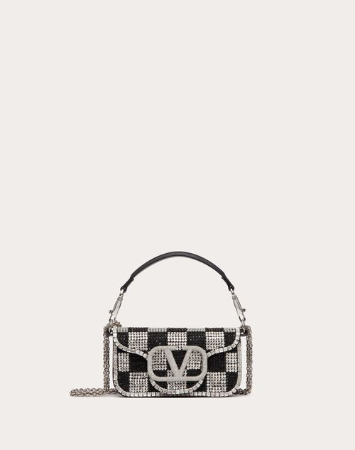 Valentino Garavani - Small Locò Shoulder Bag With Chess Embroidery - Crystal/black - Woman - Mini Bags