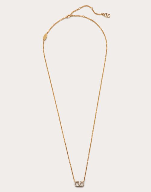 Valentino Garavani - Vロゴ シグネチャー メタル X スワロフスキー®クリスタル ネックレス - ゴールド/クリスタルシルバー - ウィメンズ - ジュエリー