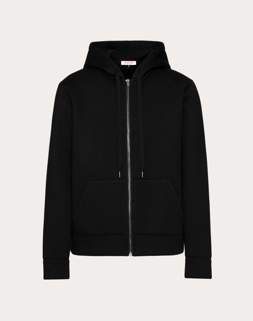 Valentino - Neoprene Sweatshirt With Hood And Zip - Black - Man - Apparel