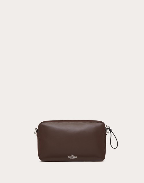 Vltn Leather Crossbody Bag for Man in Black | Valentino US