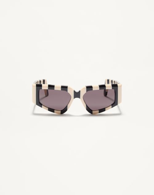 Valentino - Geometric Acetate Eyewear - Ivory/black/grey - Woman - Eyewear