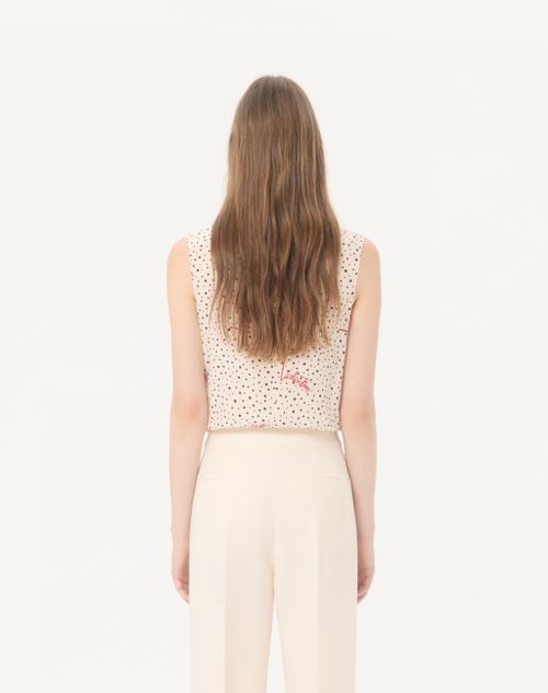 Valentino - Plus De Pois Crepe De Chine Bubble Top - Vanilla/multicolor - Woman - Shirts And Tops
