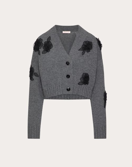 Valentino - Embroidered Wool Cardigan - Grey - Woman - Knitwear