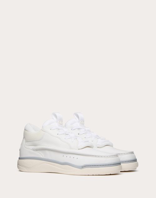 Valentino Garavani - Calfskin Leather Mid-top Runboot Sneaker - White - Man - Trainers