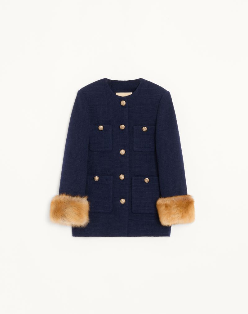 VALENTINO プレーンウールツイード キャバンコート