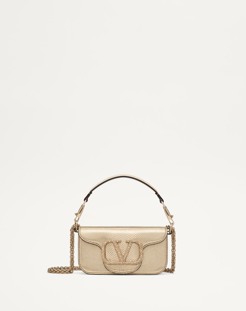 Valentino Handbags Borsa Piccola A Spalla Valentino Garavani Valentino Garavani Locò In Karung Metallizzato per Donna in Platino/beige/crystal Gold | Valentino IT